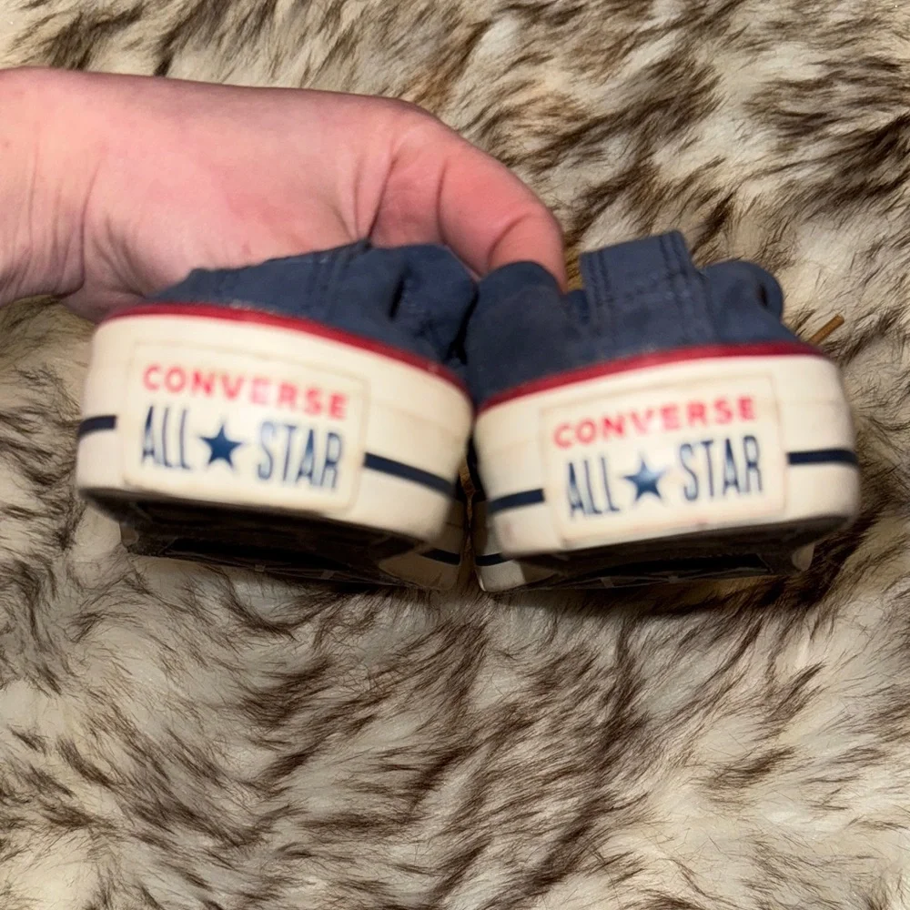 Converse Dark Blue Canvas Sneakers with Tan Laces - Picture 6 of 8
